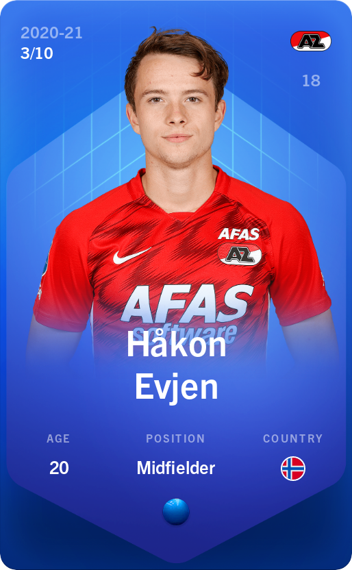 Sorare - Sorare Official - Håkon Evjen 2020-21 • Super Rare 3/10 - NFT # 11737141260745842485682294028737949507634324890364238792446065421999122776952