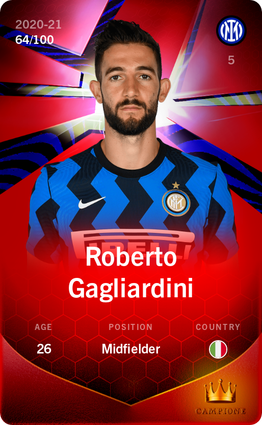 Sorare - Sorare Official - Roberto Gagliardini 2020-21 • Rare 64/100 - NFT # 66739204530679518546413464352114393632614046842147709309431187861670086021038