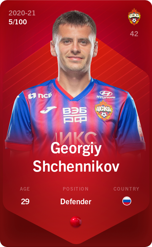 Sorare - Sorare Official - Georgiy Shchennikov 2020-21 • Rare 5/100 - NFT # 95242641757202486160014657054710193344860816133819362159434961496067036738136