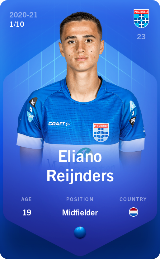 Sorare - Sorare Official - Eliano Reijnders 2020-21 • Super Rare 1/10 - NFT # 75075702807331360164260306265250723284177282749679337502811920636384361975794