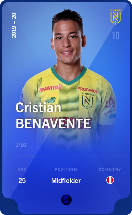 Sorare - Sorare Official - Cristian Benavente 2019-20 • Super Rare 1/10 - NFT # 29690903693158504523655077229355152802901955988233894223547657185683867482047