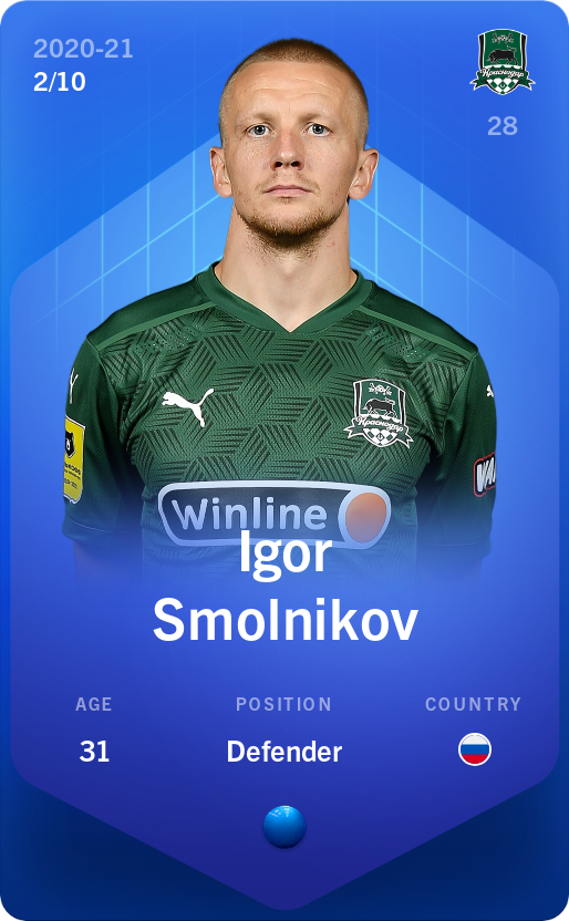 Sorare - Sorare Official - Igor Smolnikov 2020-21 • Super Rare 2/10 - NFT # 45223634659895574850467338615100063622950825679391453548562955173119398289763