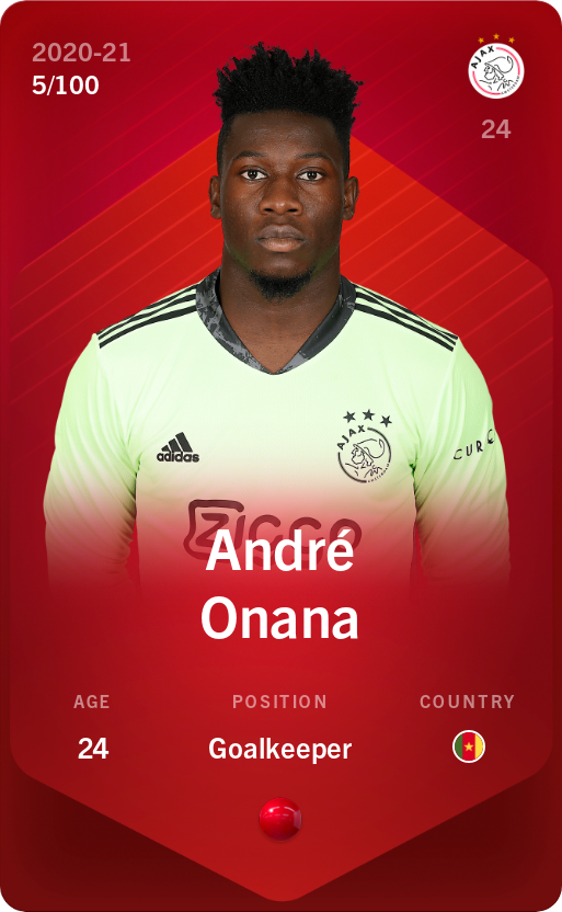 Sorare - Sorare Official - André Onana 2020-21 • Rare 5/100 - NFT # 18894037162394891815892284017945401923723040200725437673878528457459059917501