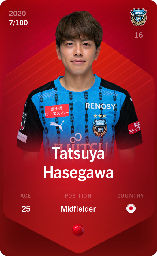 Sorare - Sorare Official - Tatsuya Hasegawa 2020-21 • Rare 7/100 - NFT # 75250891296588889808965564727679274852884590455393473657305516149211053730380