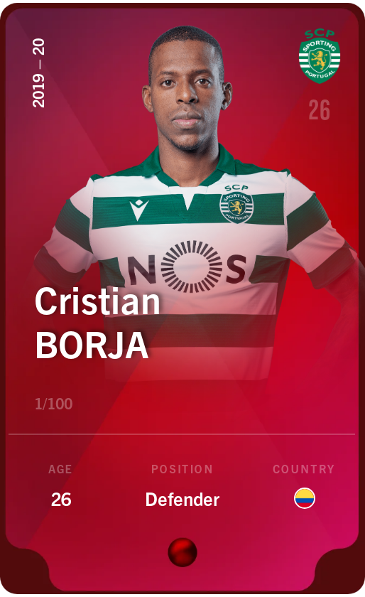 Sorare - Sorare Official - Cristian Borja 2019-20 • Rare 1/100 - NFT # 96704239842173000822902719706095944112791875570490193638902684735355779307415