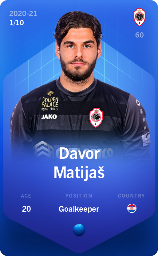 Sorare - Sorare Official - Davor Matijaš 2020-21 • Super Rare 1/10 - NFT # 45538447420253517862630629100664606090367322307372523253865335432125756343275