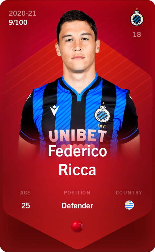 Sorare - Sorare Official - Federico Ricca 2020-21 • Rare 9/100 - NFT # 4148690986670862381330864363923992617940150320383236366940251377026468391839