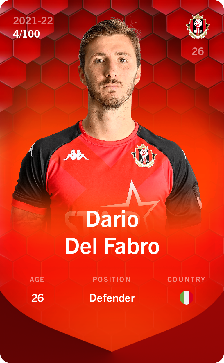 Sorare - Sorare Official - Dario Del Fabro 2021-22 • Rare 4/100 - NFT # 49673848328793156206672142883355165547791052252774288511479133477624227111091