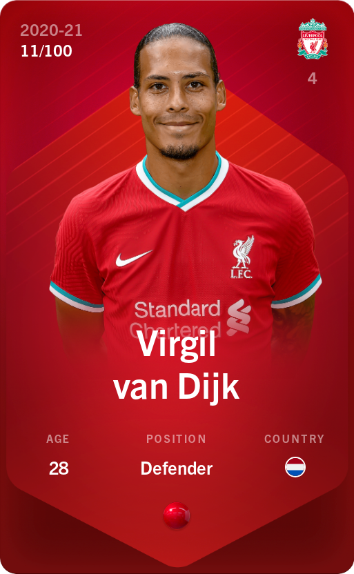 Sorare - Sorare Official - Virgil van Dijk 2020-21 • Rare 11/100 - NFT # 3508050740849539861744084475416973944950861422417823061493063141339081892944