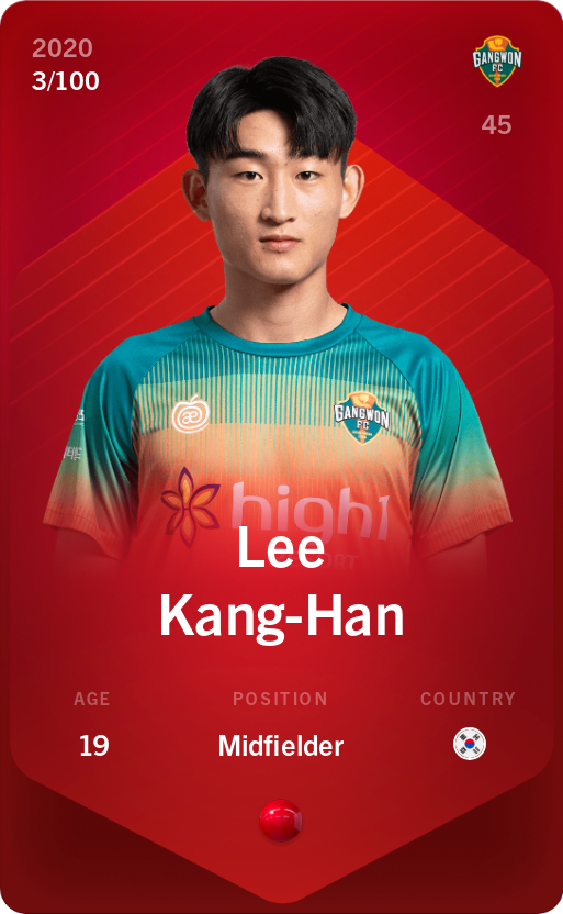 Sorare - Sorare Official - Lee Kang-Han 2020-21 • Rare 3/100 - NFT # 40672057707421627382311759716012944858164330211966069398870387200313724894370