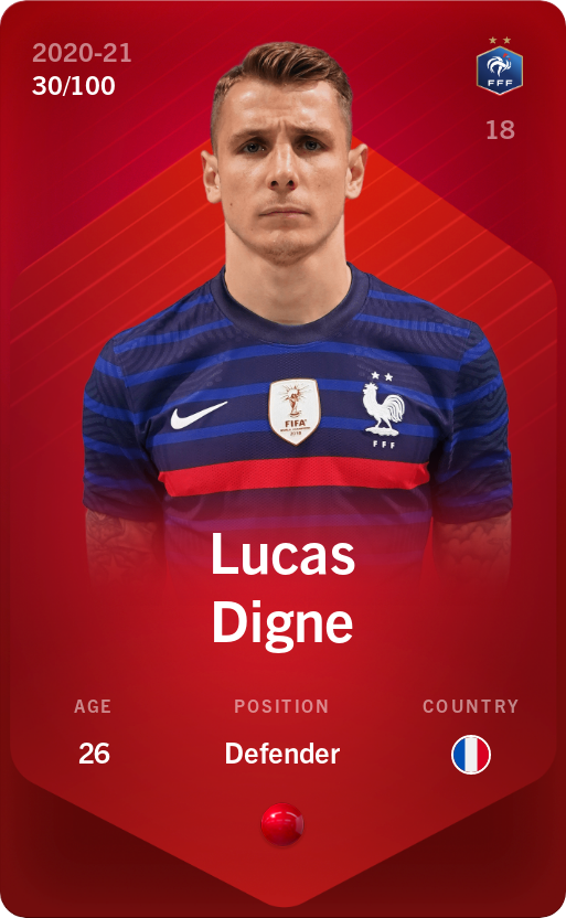 Sorare - Sorare Official - Lucas Digne 2020-21 • Rare 30/100 - NFT # 87953972734922014121432853747516600327706238785003949267607273847696190446002
