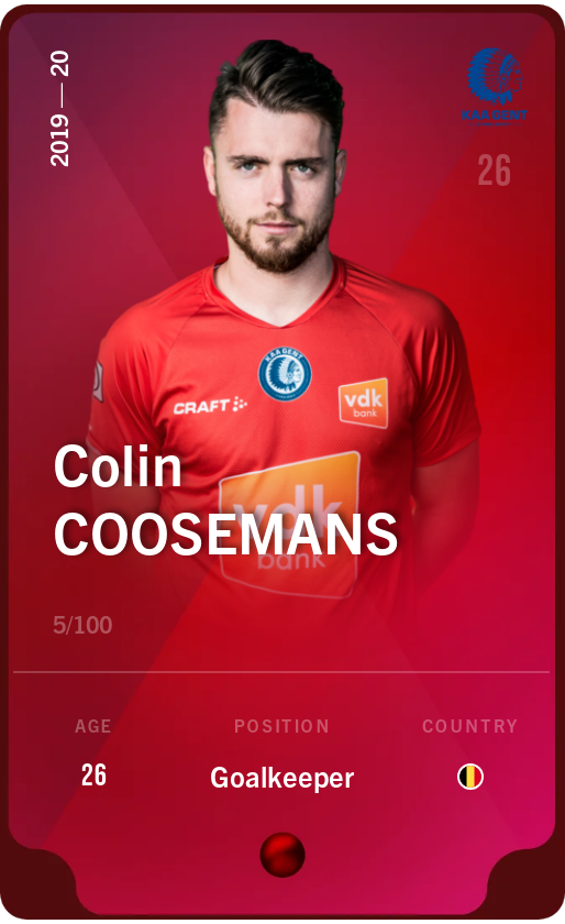 Sorare - Sorare Official - Colin Coosemans 2019-20 • Rare 5/100 - NFT # 104095656692734721286969352294156515784857108123175295908608388281454434059458