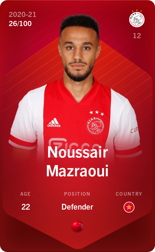 Sorare - Sorare Official - Noussair Mazraoui 2020-21 • Rare 26/100 - NFT # 50087062634612740701172847769912121447485622811892680199667601050859399708256