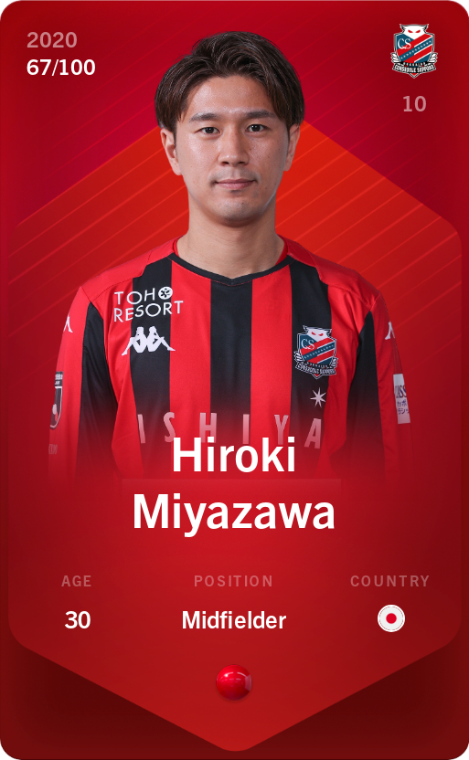 Sorare - Sorare Official - Hiroki Miyazawa 2020-21 • Rare 67/100 - NFT # 54543550956875145507333839335281924241053639637823847843643790183202986270528