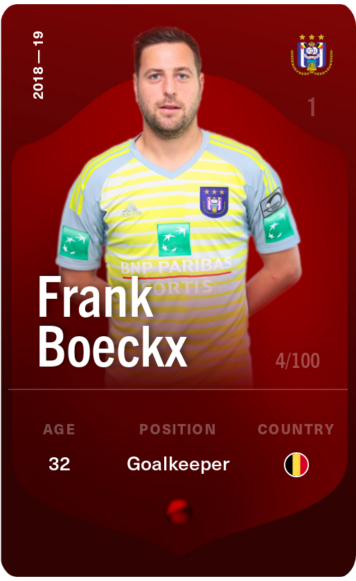 Sorare - Sorare Official - Frank Boeckx 2018-19 • Rare 4/100 - NFT # 115115996057328690222816604177715653801050692637647970335275906507672582045930