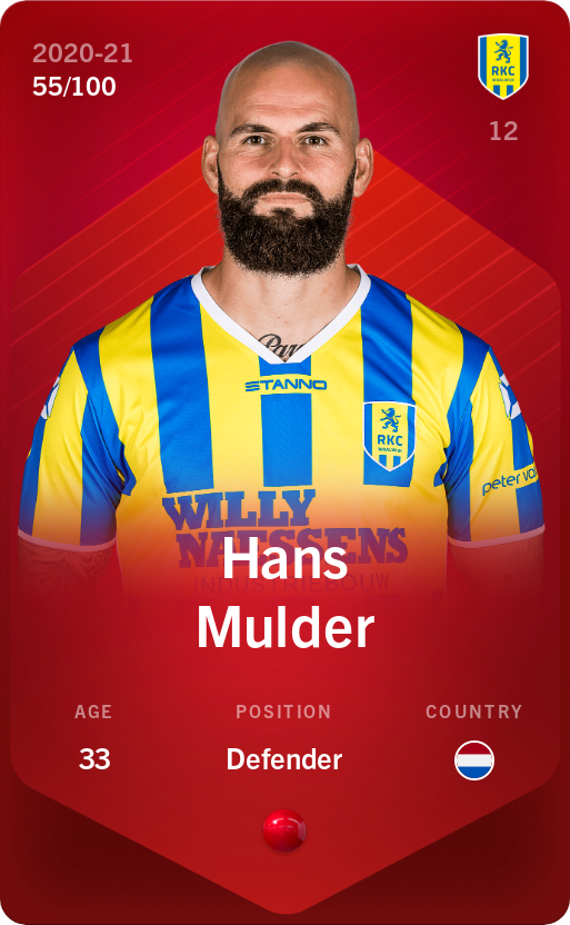 Sorare - Sorare Official - Hans Mulder 2020-21 • Rare 55/100 - NFT # 82530542323273956837396828195457339563735053617040291887173921036221231704731