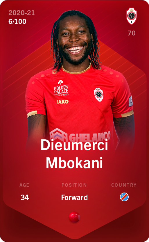 Sorare - Sorare Official - Dieumerci Mbokani 2020-21 • Rare 6/100 - NFT # 90781587524317166785790437172140183354130341750040573545751742306037287332681