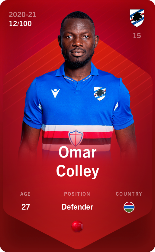Sorare - Sorare Official - Omar Colley 2020-21 • Rare 12/100 - NFT # 34246105587581004325644651709344367533704172193996518923474747486708294240346