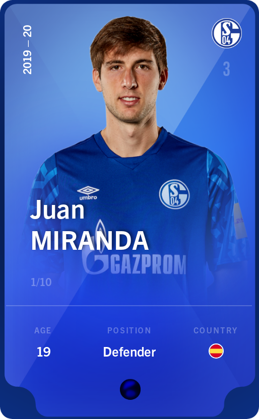 Sorare - Sorare Official - Juan Miranda 2019-20 • Super Rare 1/10 - NFT # 97969378403659151607327411151883219849270883956788792096171703696293825509275