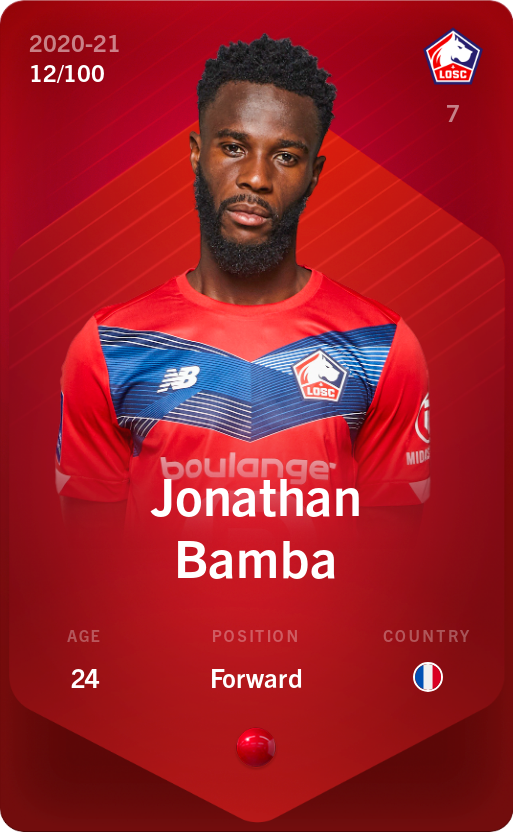 Sorare - Sorare Official - Jonathan Bamba 2020-21 • Rare 12/100 - NFT # 115169030782306323117639496201305169016326290048493199458334030165749189264558