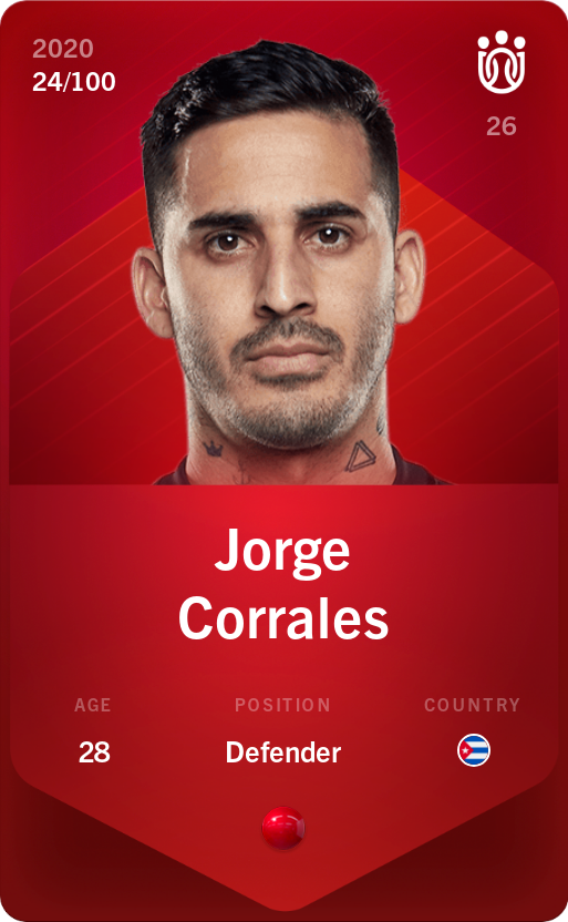 Sorare - Sorare Official - Jorge Corrales 2020-21 • Rare 24/100 - NFT # 36922279335962069844837698624917760265828997952248810156489254445357599872045