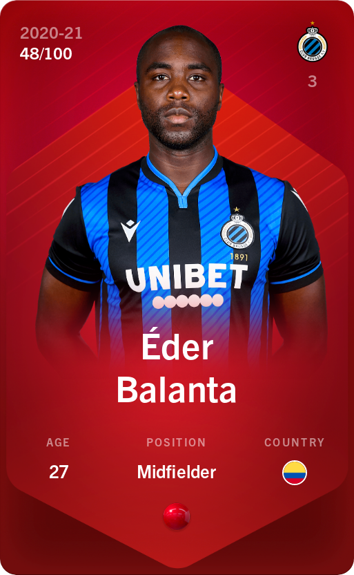 Sorare - Sorare Official - Éder Balanta 2020-21 • Rare 48/100 - NFT # 87137486077593209139347380886872914349070598833483158211794646319212919623095
