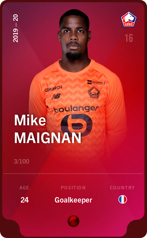 Sorare - Sorare Official - Mike Maignan 2019-20 • Rare 3/100 - NFT # 62746901515861416329528828488054859807883763679838638291264233103179693570556