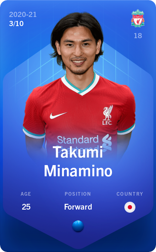 Sorare - Sorare Official - Takumi Minamino 2020-21 • Super Rare 3/10 - NFT # 49201891496567742994238181765875905557899569587839683743814070169148164277655