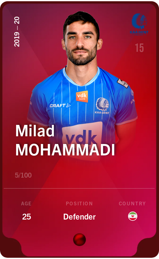 Sorare - Sorare Official - Milad Mohammadi 2019-20 • Rare 5/100 - NFT # 76305011910271128419660946703567832472467454918626519639681586556523678068866