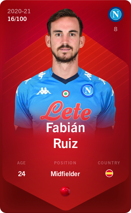 Sorare - Sorare Official - Fabián Ruiz 2020-21 • Rare 16/100 - NFT # 72283965640888785569025607231070285908543763158589517504166533447692494845664