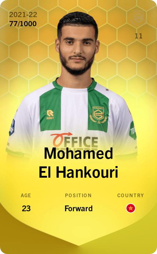 Sorare - Sorare Official - Mohamed El Hankouri 2021-22 • Limited 77/1000 - NFT # 55755904418327210645502567756322378423459226899870758689840745625300138899299