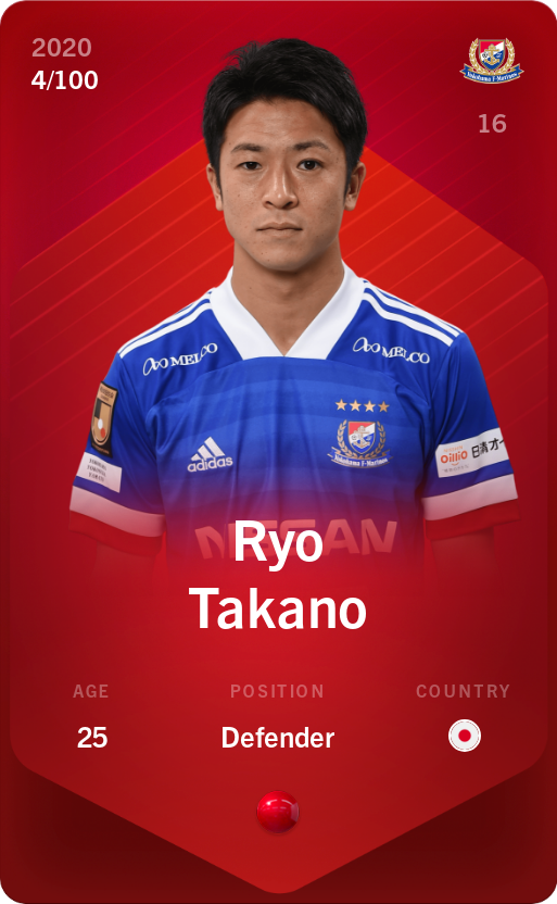 Sorare - Sorare Official - Ryo Takano 2020-21 • Rare 4/100 - NFT # 84362631674976339096107573468046669492037311692326262383507194029171592082252