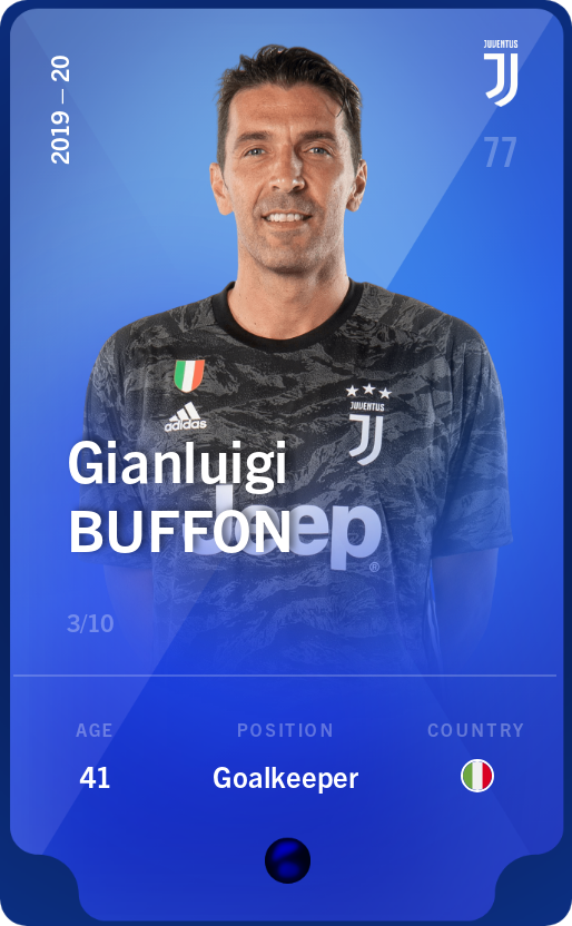 Sorare - Sorare Official - Gianluigi Buffon 2019-20 • Super Rare 3/10 - NFT # 70589242174246863601666733933910462943187781298982442132563667219614715409315