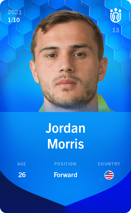 Sorare - Sorare Official - Jordan Morris 2021-22 • Super Rare 1/10 - NFT # 36032090861079709815158988178684593440875492363717256994630386347126489668119