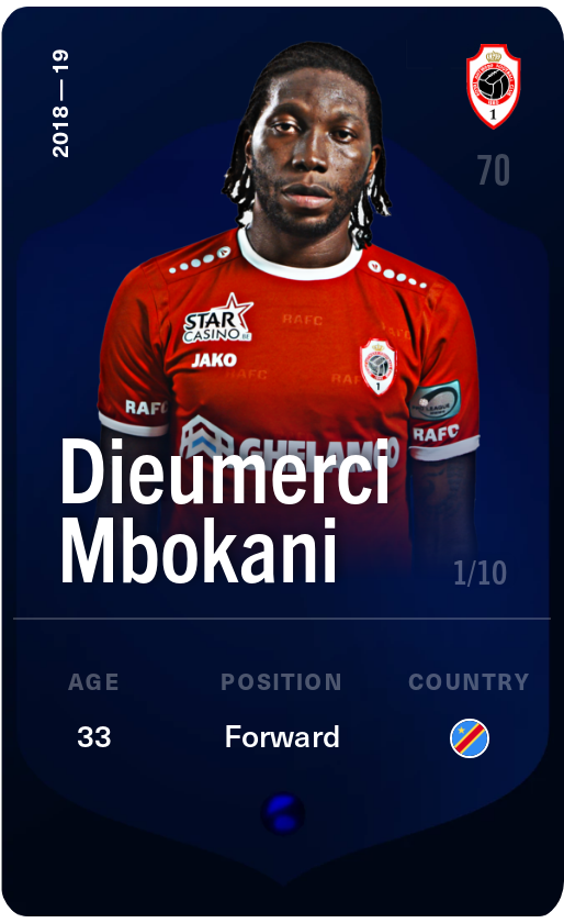 Sorare - Sorare Official - Dieumerci Mbokani 2018-19 • Super Rare 1/10 - NFT # 113930042012379659322875827125586799984708261020448861445468344874487012983311