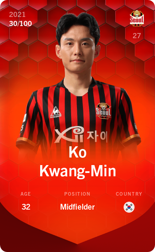 Sorare - Sorare Official - Ko Kwang-Min 2021-22 • Rare 30/100 - NFT # 66256056632586401636210100210256963975657863407808476053480101874253703279245