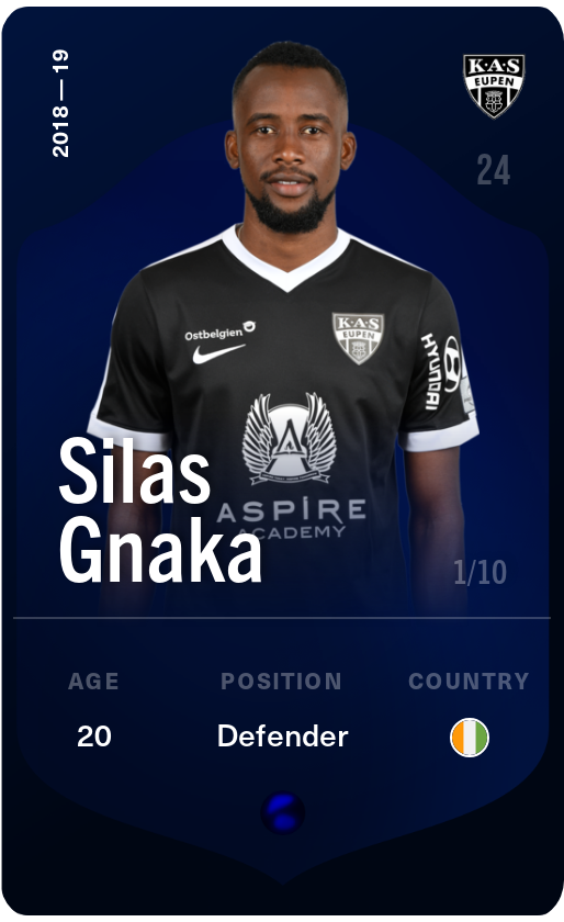 Sorare - Sorare Official - Silas Gnaka 2018-19 • Super Rare 1/10 - NFT # 72891111574710432464685654246232156372486568012639642664590556800122375303468