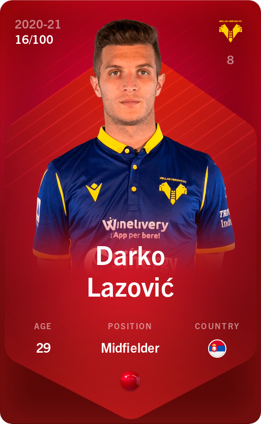 Sorare - Sorare Official - Darko Lazović 2020-21 • Rare 16/100 - NFT # 2473489514825467661579132942825992128103784068631273684782891484189940558816