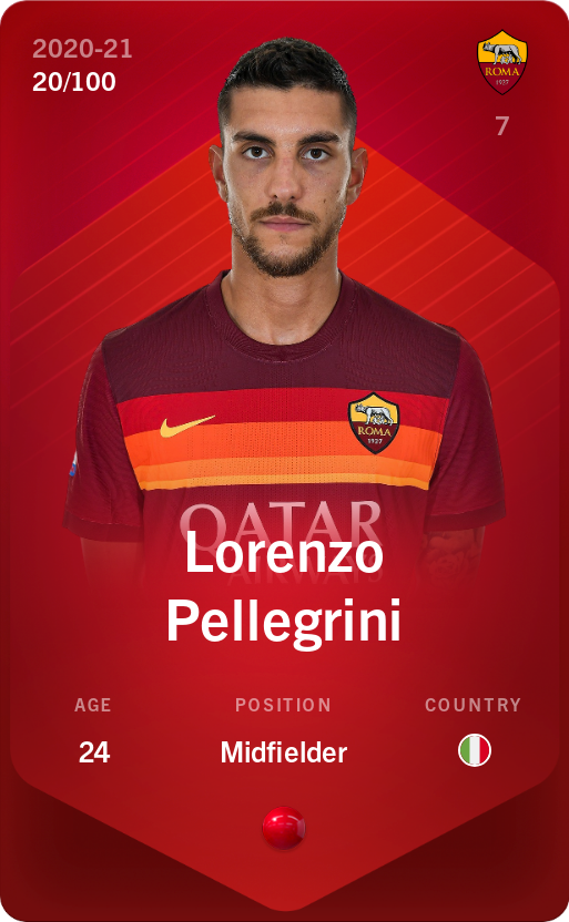 Sorare - Sorare Official - Lorenzo Pellegrini 2020-21 • Rare 20/100 - NFT # 52149901639528028907591434160351234440306484124918651124296047997095178215980