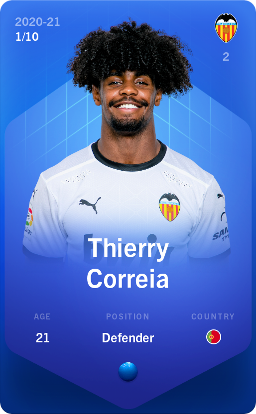Sorare - Sorare Official - Thierry Correia 2020-21 • Super Rare 1/10 - NFT # 41000195240874752755294751272907733511579976787698269362672922022961275883937