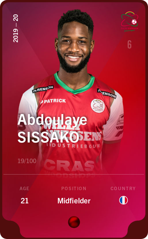 Sorare - Sorare Official - Abdoulaye Sissako 2019-20 • Rare 19/100 - NFT # 31870501306695742231778360719878684953622435859127218407808554520228412903104