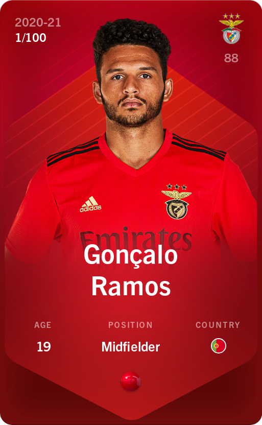 Sorare - Sorare Official - Gonçalo Ramos 2020-21 • Rare 1/100 - NFT # 66965780148745436929966454124378785438014296260873529732523996881486118899738