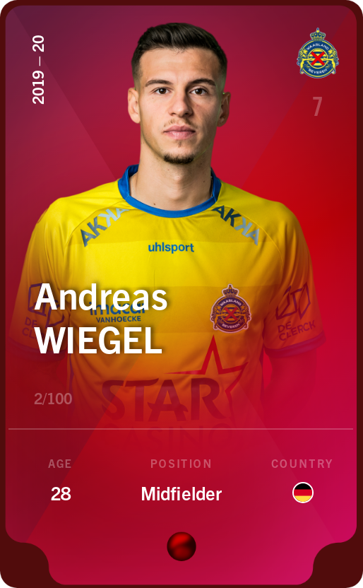 Sorare - Sorare Official - Andreas Wiegel 2019-20 • Rare 2/100 - NFT # 16171105339143394335865069062629391234988074510670504654331871241901838144451