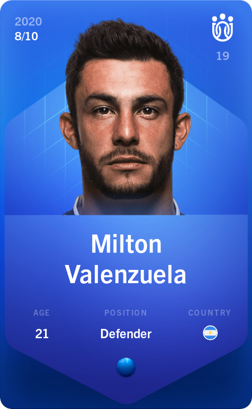 Sorare - Sorare Official - Milton Valenzuela 2020-21 • Super Rare 8/10 - NFT # 69340625263934604558279992987475620291132342136230674694202956822657718676630