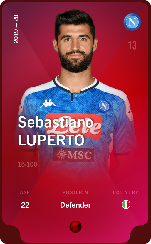Sorare - Sorare Official - Sebastiano Luperto 2019-20 • Rare 15/100 - NFT # 115565677513490279495600472553152330309770445679335929400224490498716943261950