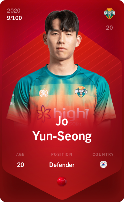 Sorare - Sorare Official - Jo Yun-Seong 2020-21 • Rare 9/100 - NFT # 76076715316120965716903633901529092853947727652437093198764166829553584492724