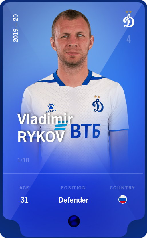Sorare - Sorare Official - Vladimir Rykov 2019-20 • Super Rare 1/10 - NFT # 707243599539710331779197789291805643300438660700864973858243788899675158482
