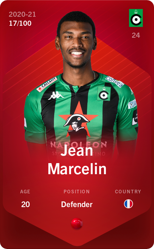 Sorare - Sorare Official - Jean Marcelin 2020-21 • Rare 17/100 - NFT # 2348490603917435861678493030633470399762609733009957648051503347135443517858