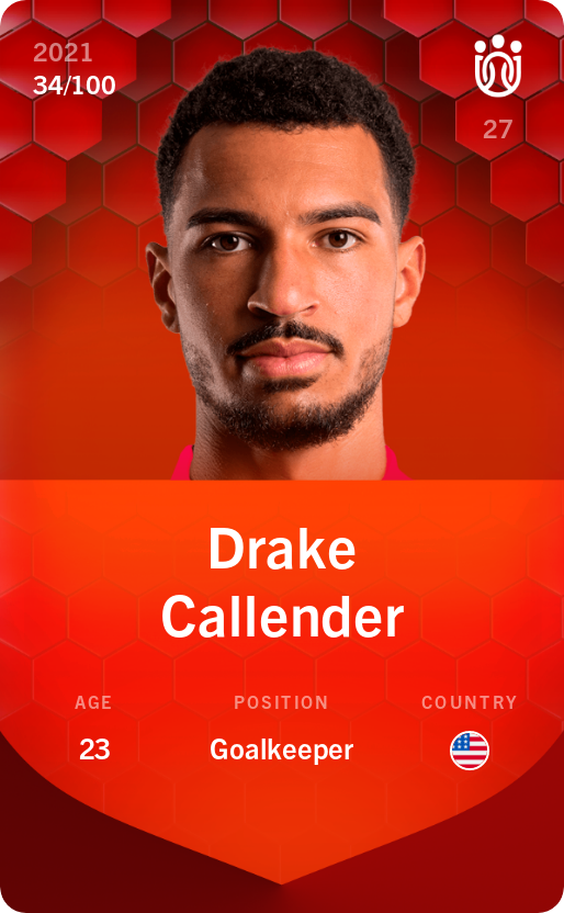 Sorare - Sorare Official - Drake Callender 2021-22 • Rare 34/100 - NFT # 30706763811083642594297669558180123929705827594178845633091961479400323211903