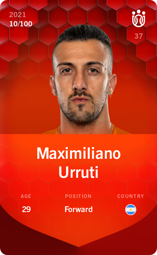 Sorare - Sorare Official - Maximiliano Urruti 2021-22 • Rare 10/100 - NFT # 36696061474425063903501363469809270667458233963112638670099217834054870180182